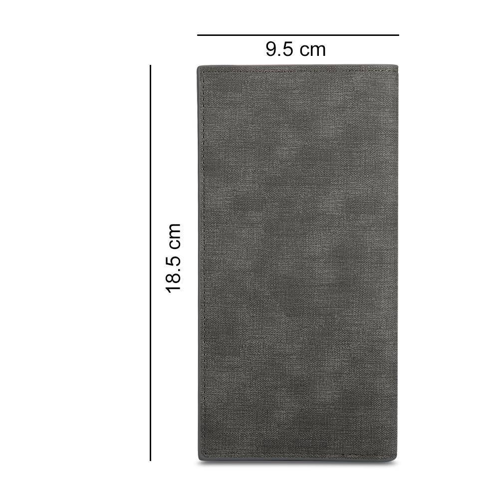 Men's Long Style Bifold Custom Inscription Photo Wallet - Grey Leather