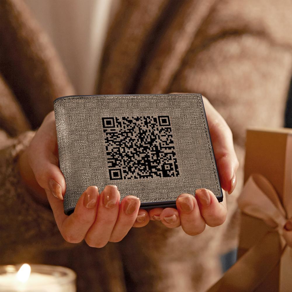 Scannable QR Code Wallet Photo Engraved Wallet Custom Link Memorial Gifts - soufeeluk