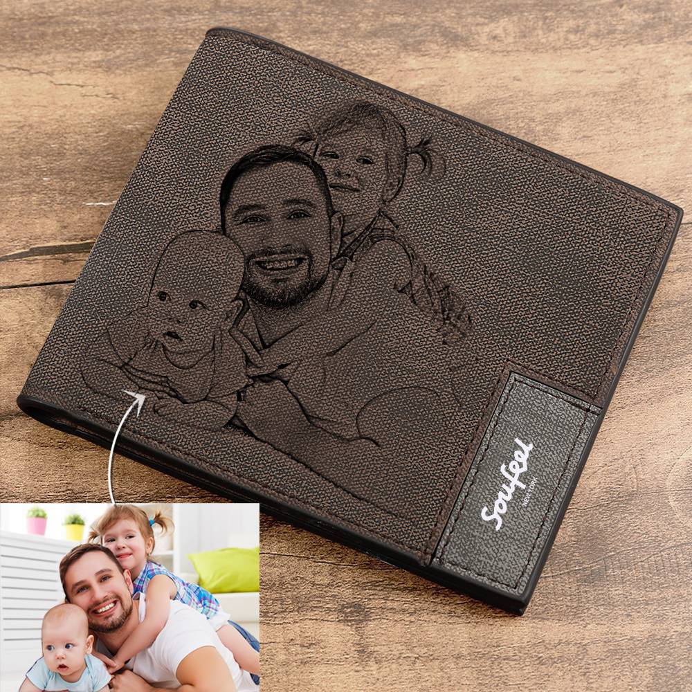 Mens Wallet, Personalised Wallet, Photo Wallet with Engraving Gift Christmas Gifts for Men 