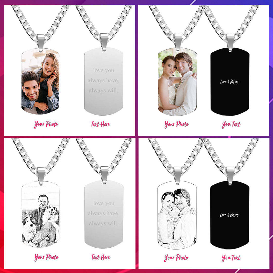 Men's Necklace Engraved Necklace Photo Music Code Necklace Optional Style Gifts for Him - soufeeluk