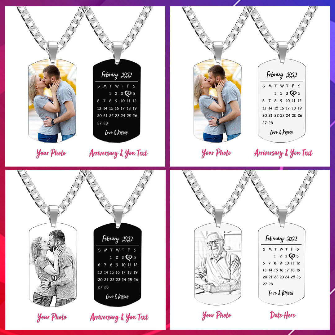 Men's Necklace Engraved Necklace Photo Music Code Necklace Optional Style Gifts for Him - soufeeluk