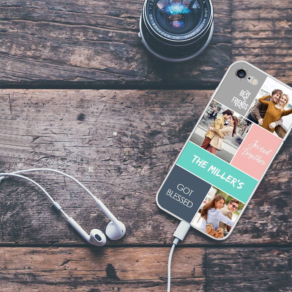 iPhone 6/6s Custom Photo Protective Phone Case - 3 Pictures with Name Soft Shell Matte