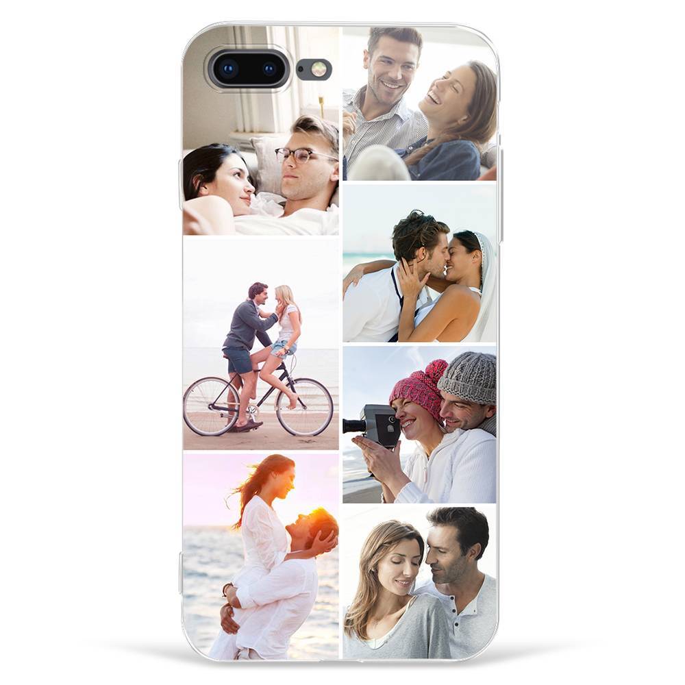iPhone 7p/8p Custom Photo Collage Protective Phone Case - 7 Pictures Soft Shell Matte