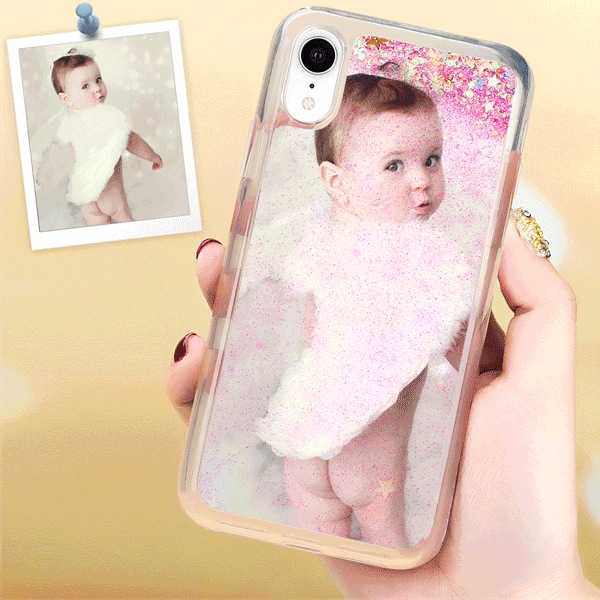 Custom Photo Phone Case Pink Quicksand