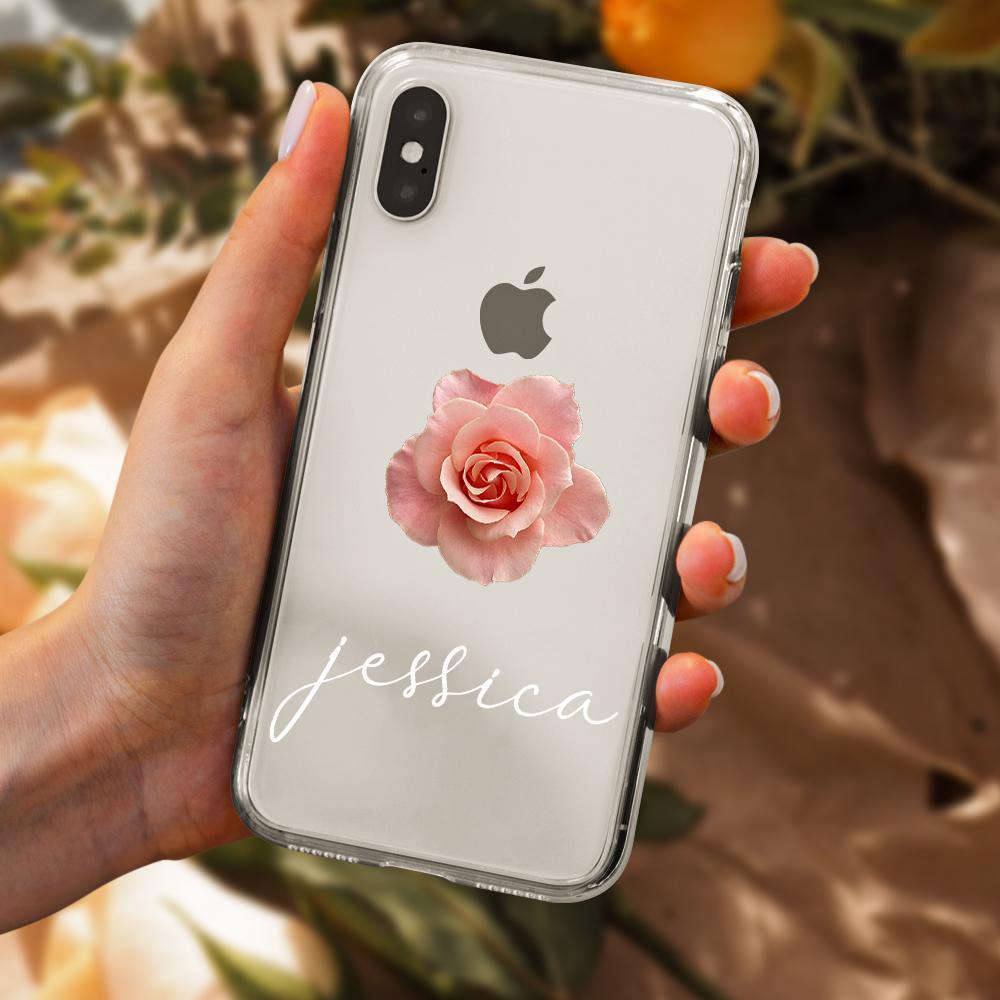 Custom Engraved iPhone Case iPhone XS Max Rose Pattern Fashion Simplicity