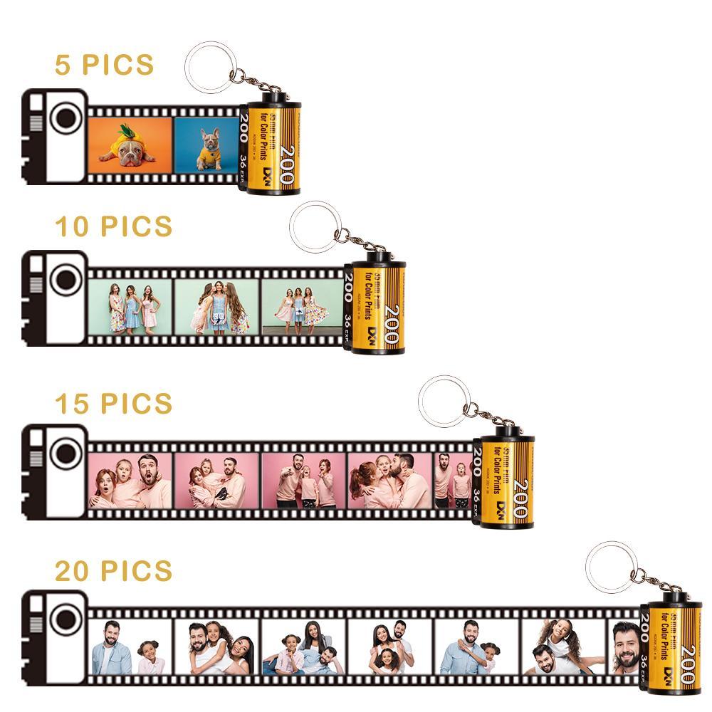 5 Pics Custom Photo Camera Roll Keychain with Pictures Customized Photo Christmas Gifts - soufeeluk