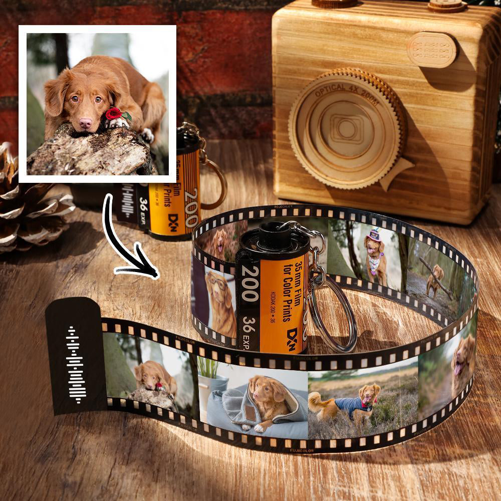 Scannable Music Code Film Keychain Music Favorite Song Photo Engraved Film Keychain Anniversary Gifts 10 Pics