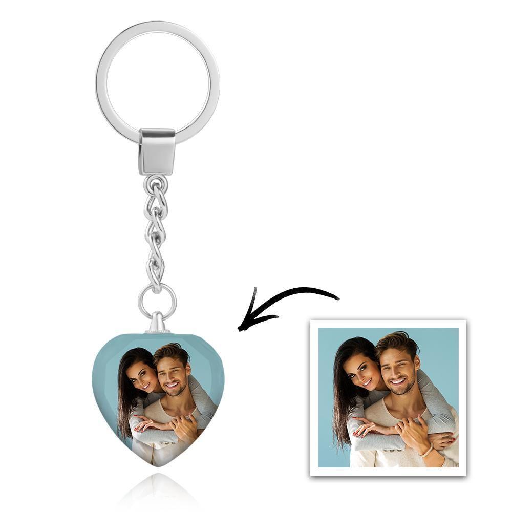 Custom Photo Keychain Crystal Keychain Couple's Gifts Heart-shaped