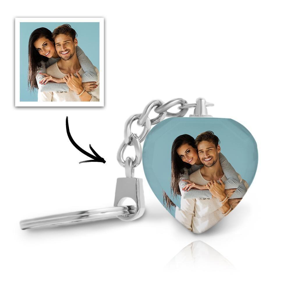 Custom Photo Keychain Crystal Keychain Couple's Gifts Heart-shaped