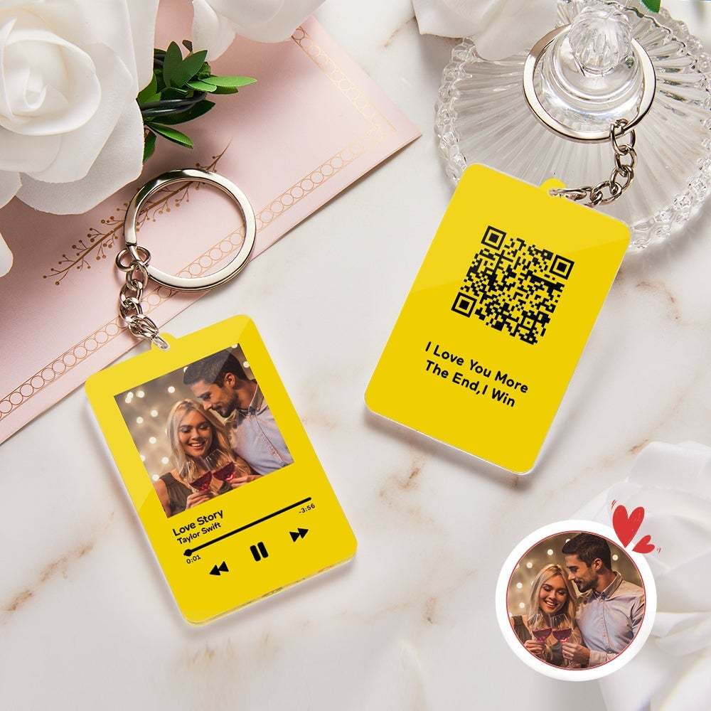 Personalised Photo Keychain Scannable QR Code Customized Video and Photo Photo Keychain Valentine's Day Gift
