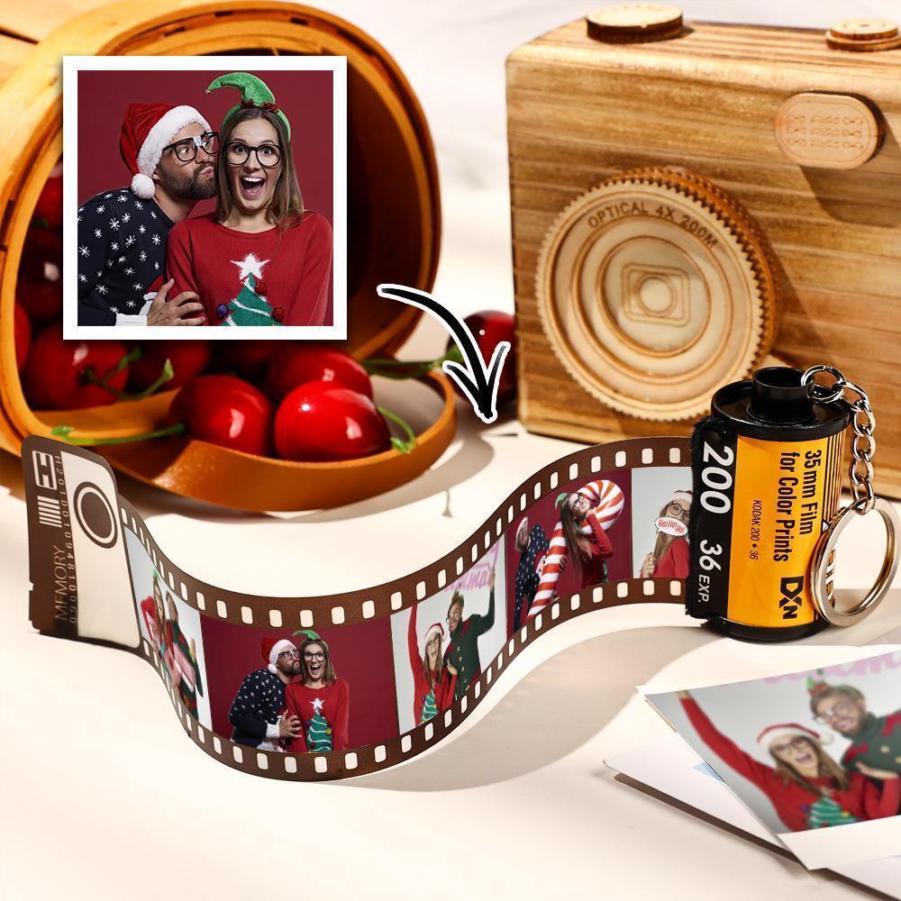 5 Pics Custom Photo Film Roll Keychain with Pictures Customized Photo Christmas Gifts for Family