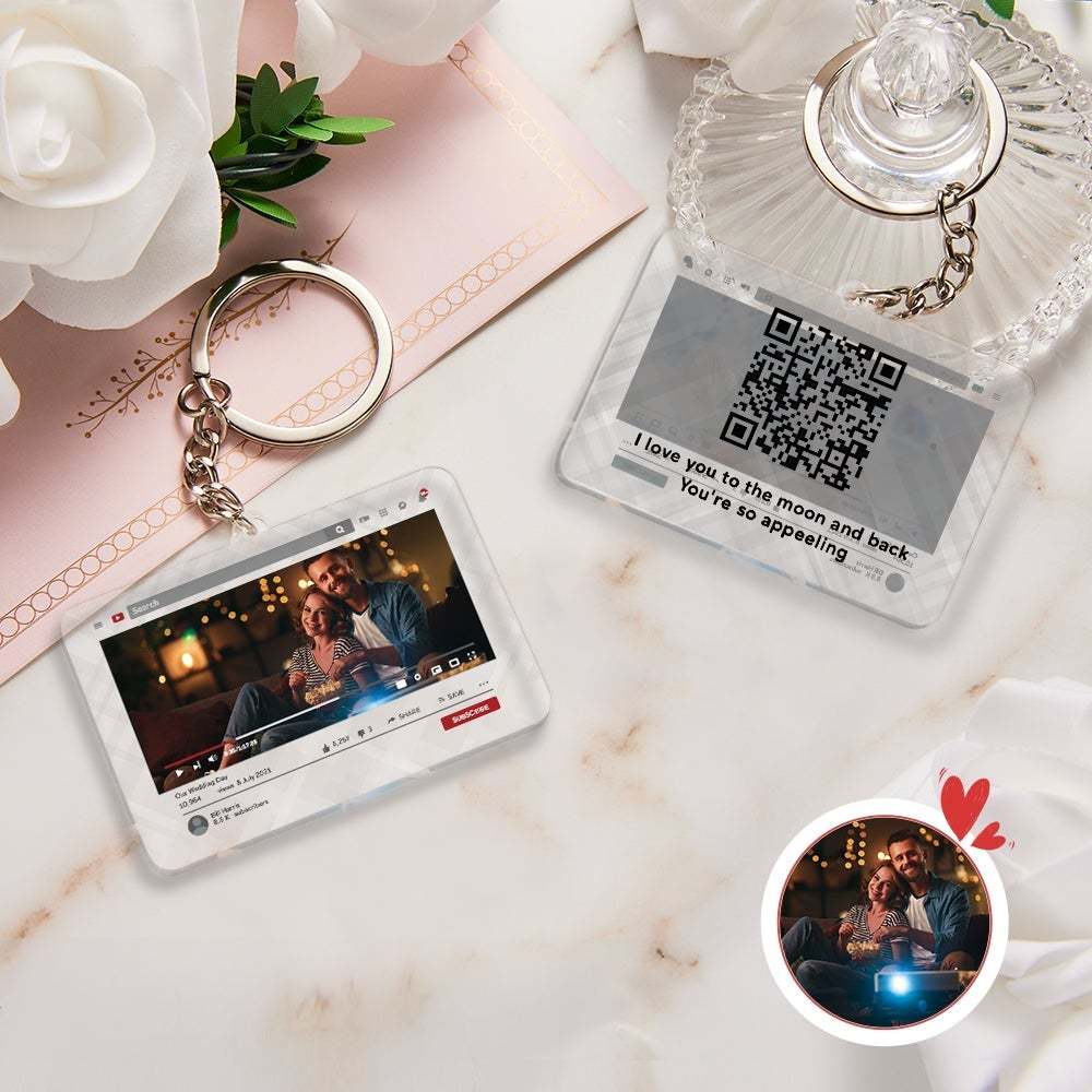 Personalised Keychain YouTube Video QR Code Keychain Scannable QR Code Submit Your Favorite Video Valentine's Day Gift