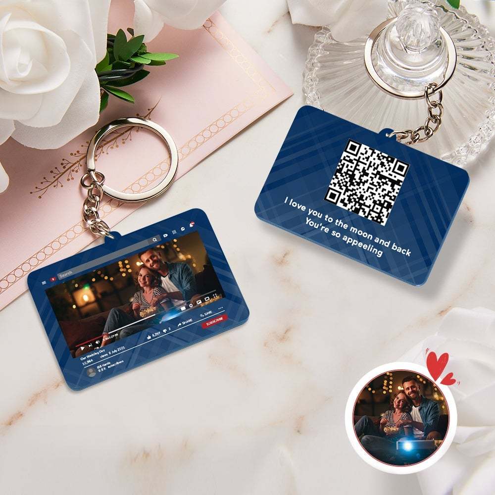 Personalised Keychain YouTube Video QR Code Keychain Scannable QR Code Submit Your Favorite Video Valentine's Day Gift