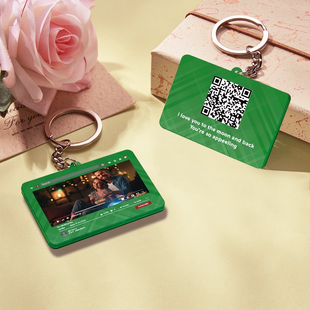 Personalised Keychain YouTube Video QR Code Keychain Scannable QR Code Submit Your Favorite Video Valentine's Day Gift