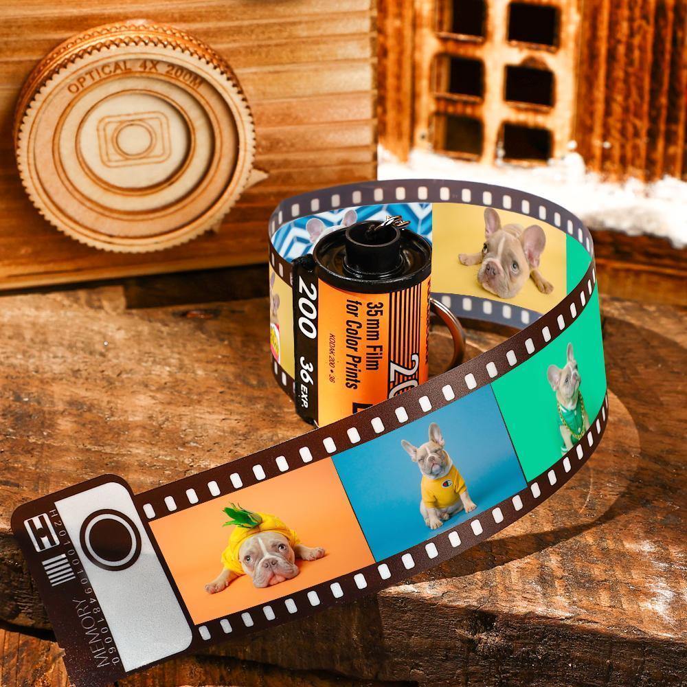 5 Pics Custom Photo Film Roll Keychain with Pictures Customized Photo Christmas Gifts for Family