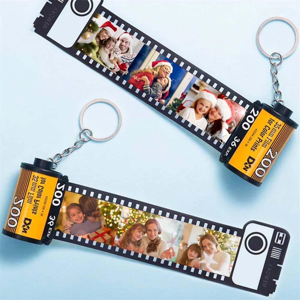 5 Pics Custom Photo Camera Roll Keychain with Pictures Customized Photo Christmas Gifts - soufeeluk