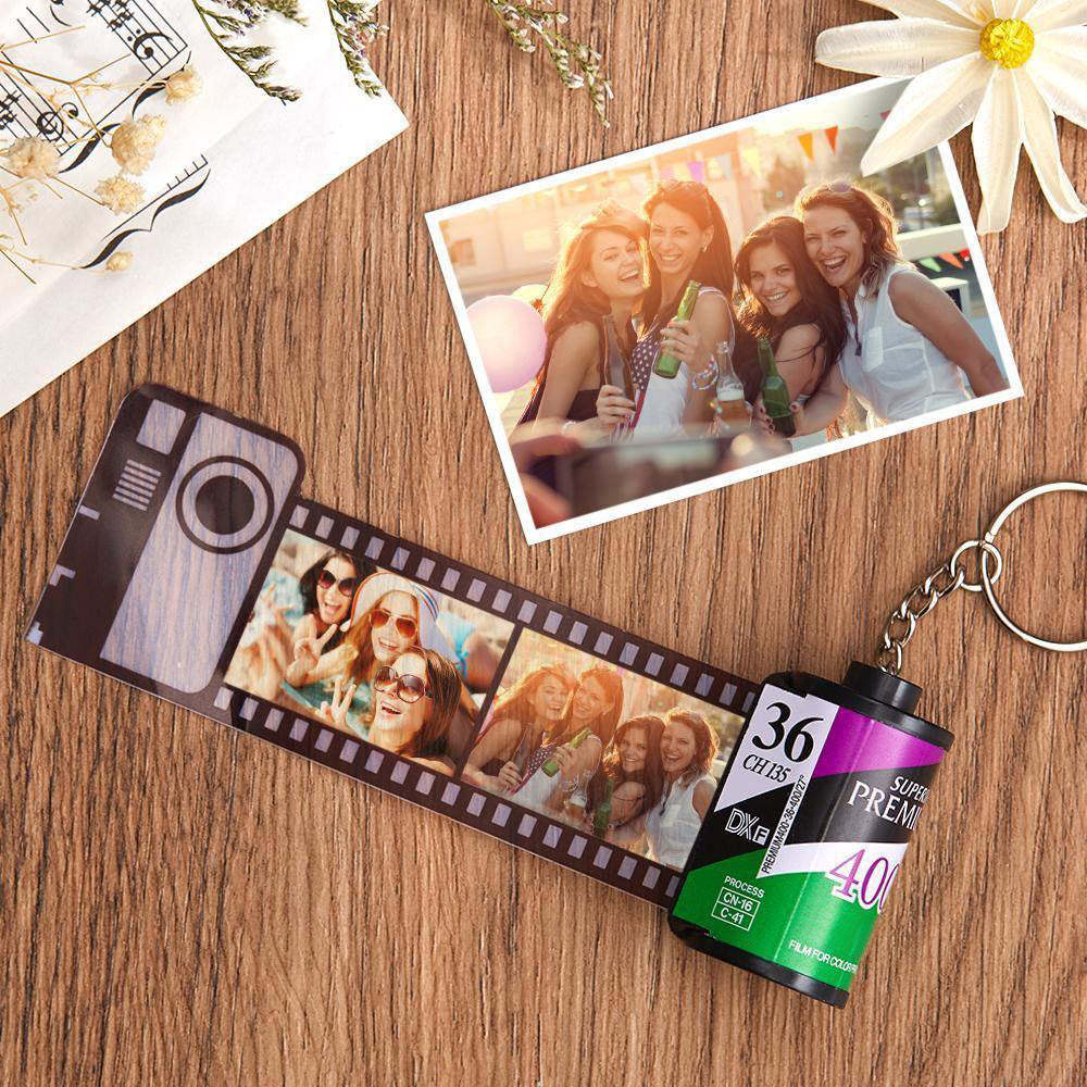 20 Pics Custom Photo Film Roll Keychain with Pictures Customized Photo Gift Best Gifts Photo Keychain