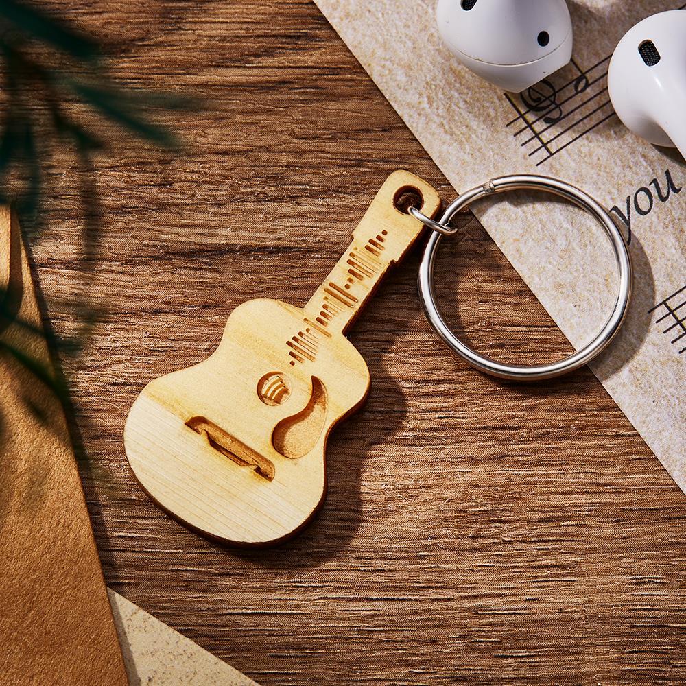 Custom Spotify Code Keychain Guitar Keychain Gift for Friend - soufeeluk