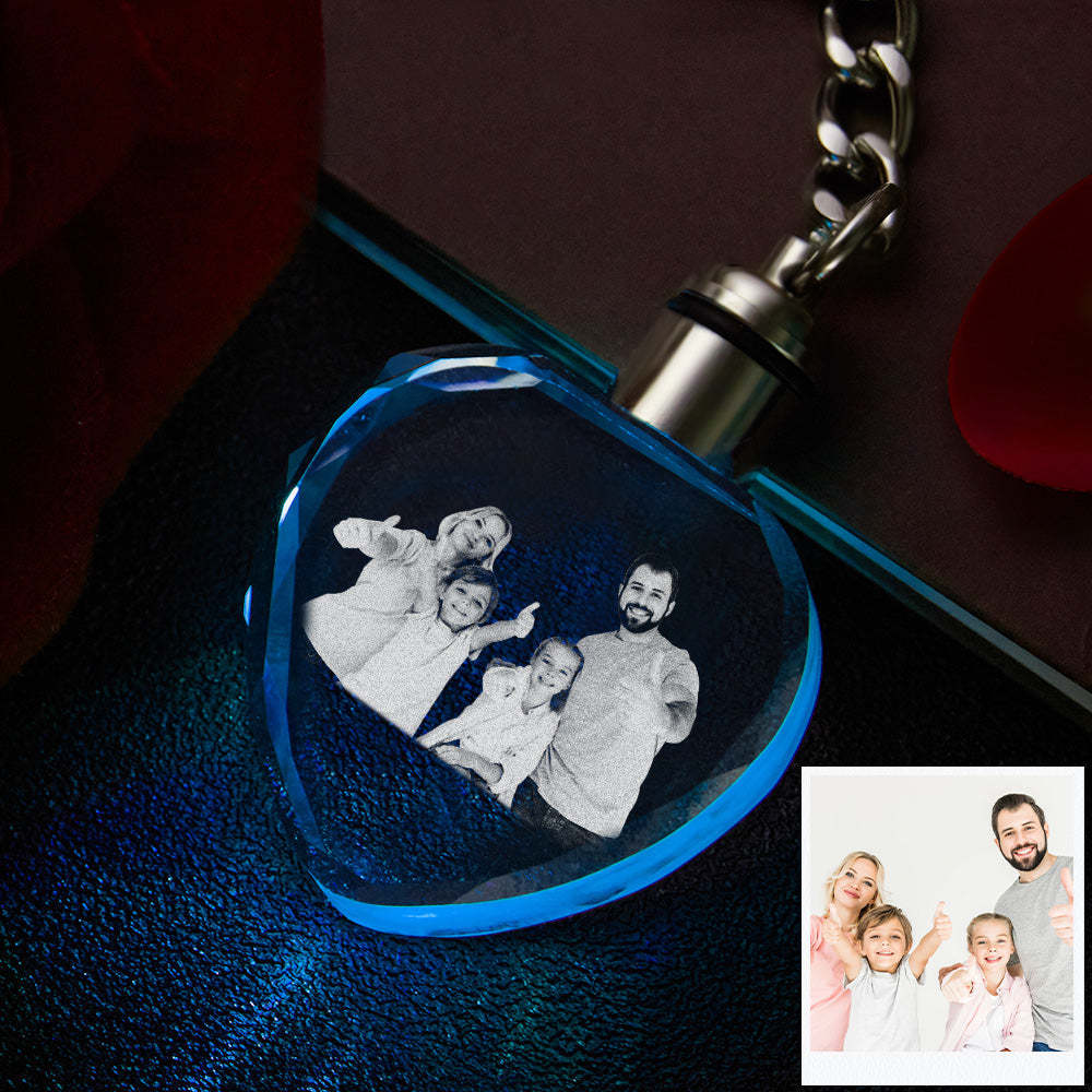 Custom Photo Crystal Photo Keychain Family Keepake Crystal Photo Keychain  Heart Shape Photo Photo Keychain - soufeeluk