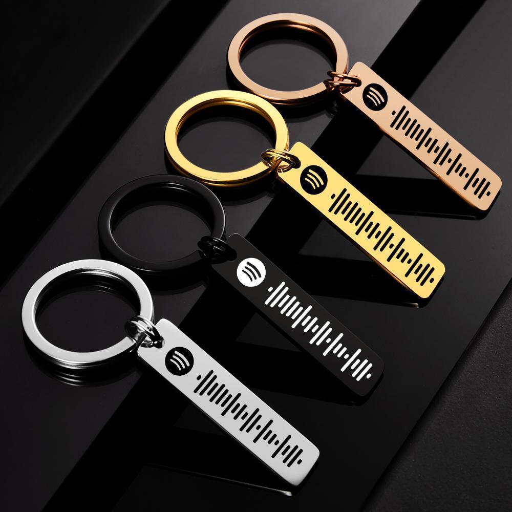 Scannable Spotify Code Keychain, Custom Music Song Keychains Black Double Sided