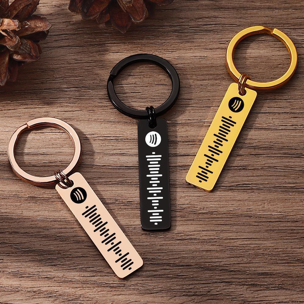 Scannable Spotify Code Keychain, Custom Music Song Keychains Black Double Sided