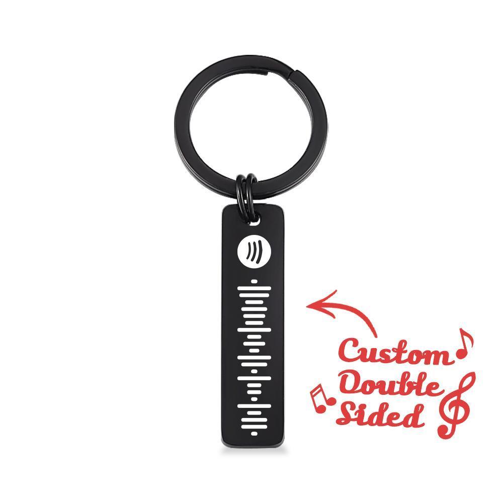 Scannable Spotify Code Keychain, Custom Music Song Keychains Black Double Sided