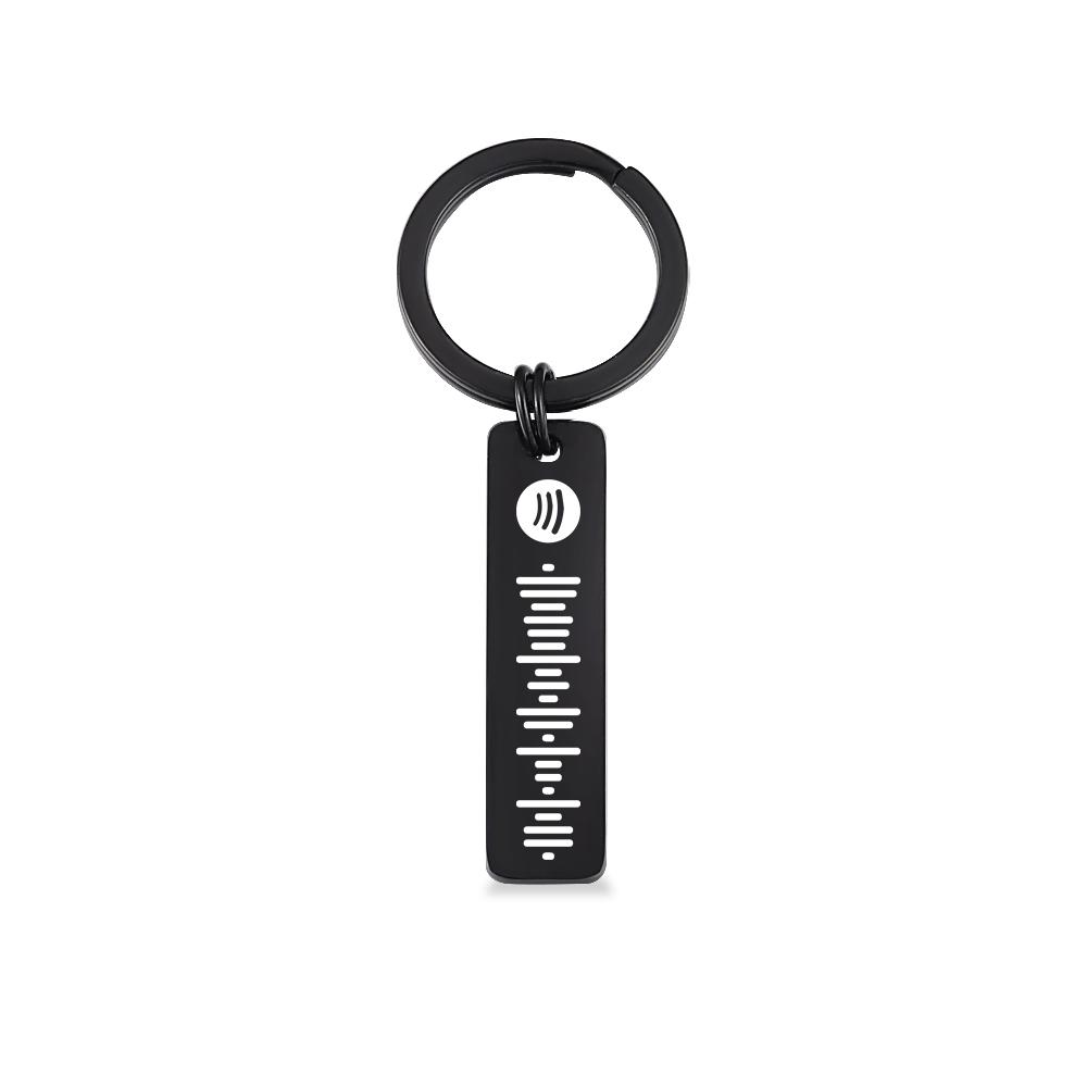 Scannable Spotify Code Keychain, Custom Music Song Keychains Black Double Sided