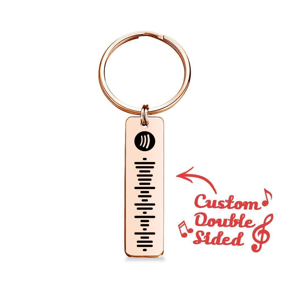 Scannable Spotify Code Keychain, Custom Music Song Keychains Black Double Sided