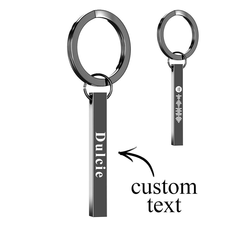 Scannable Spotify Code Keychain Custom 3D Engraved Vertical Bar Keychain Stainless Steel - soufeeluk