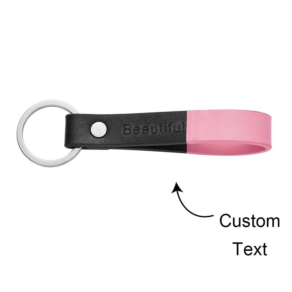 Custom Engraved Keychain Multicolor Leather Keychain Anniversary Gift for Her - soufeeluk
