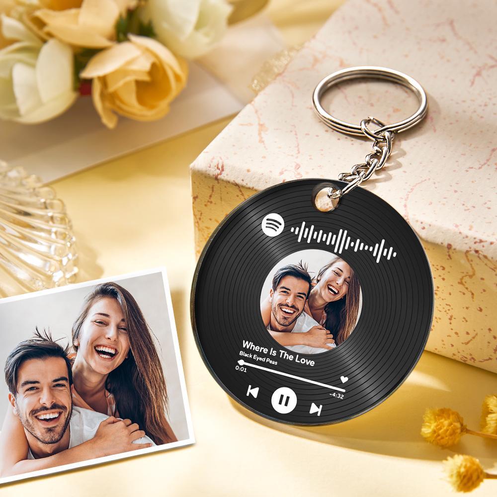 Custom Music Song Keychains Scannable Spotify Code Acrylic Gifts for Couple - soufeeluk