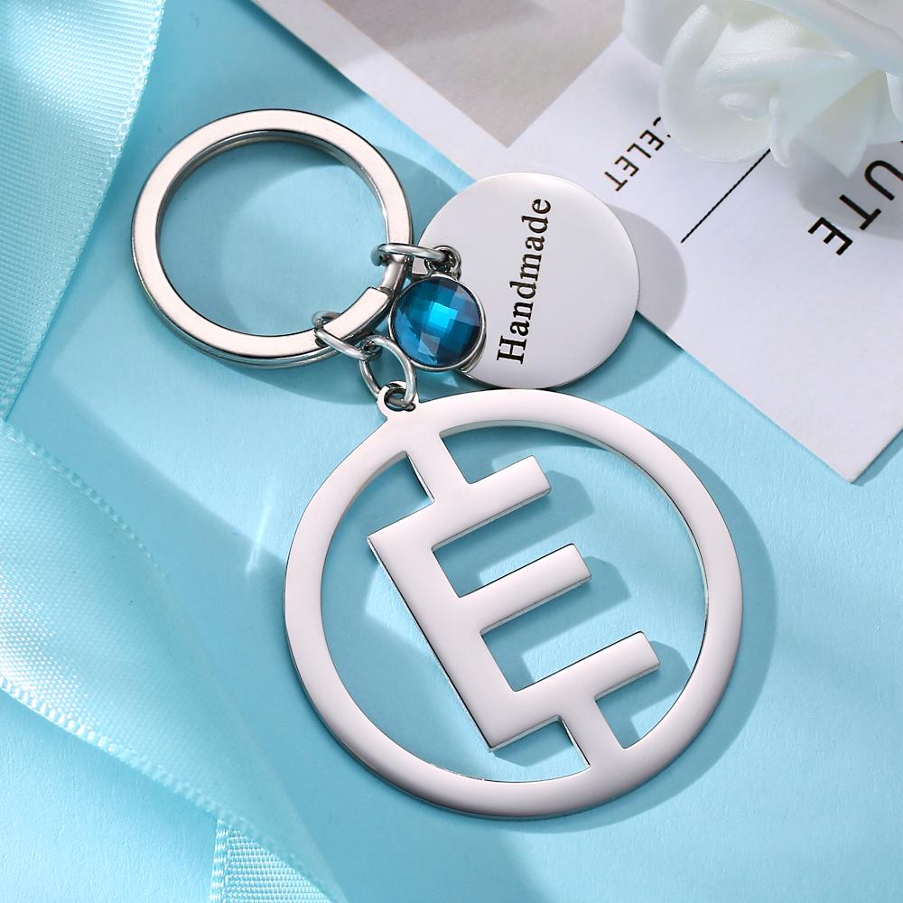 Custom Engraved Keychain Initial Letter Stainless Steel Keychain Gift - soufeeluk