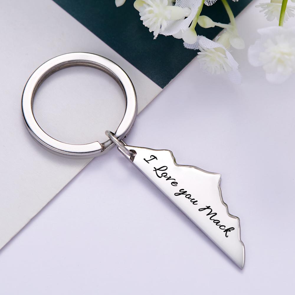 Custom Engraved Keychain Rocky Mountains Keychain Road Trip Gift for Him - soufeeluk