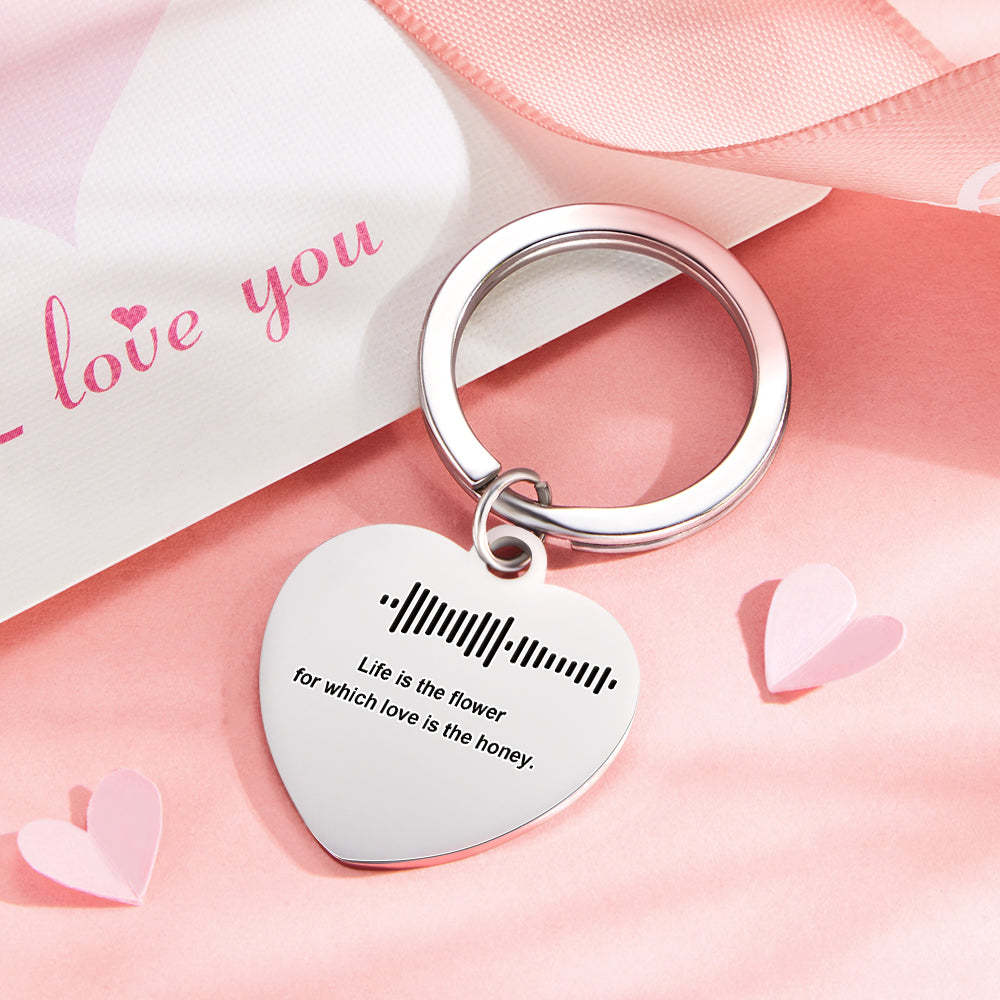 Customizable Scan Music Lettering Keychain Personalised Heart Keychain Valentine's Day Gift - soufeeluk