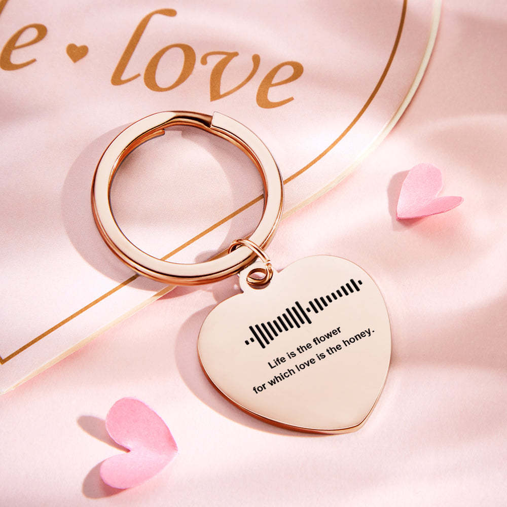 Customizable Scan Music Lettering Keychain Personalised Heart Keychain Valentine's Day Gift - soufeeluk
