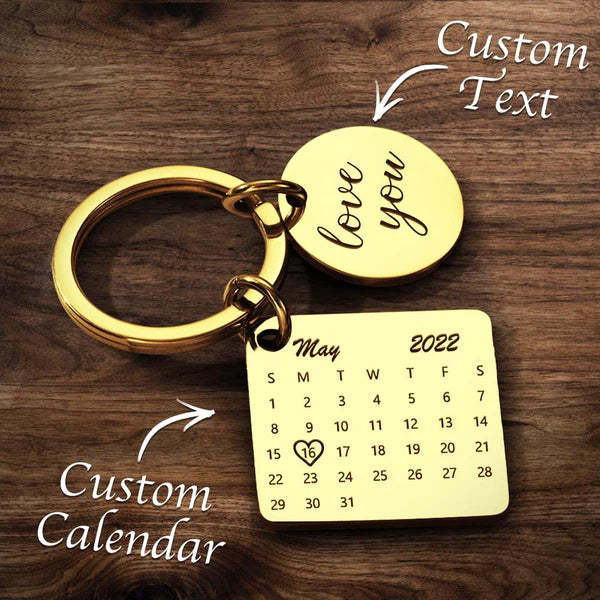 Customized Optional Photo Engraved Calendar Keychain Tag Keychain Perfect Gift For Special Day Best Gifts For Lovers - soufeeluk