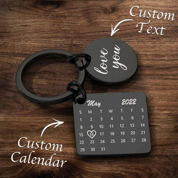 Customized Optional Photo Engraved Calendar Keychain Tag Keychain Perfect Gift For Special Day Best Gifts For Lovers - soufeeluk