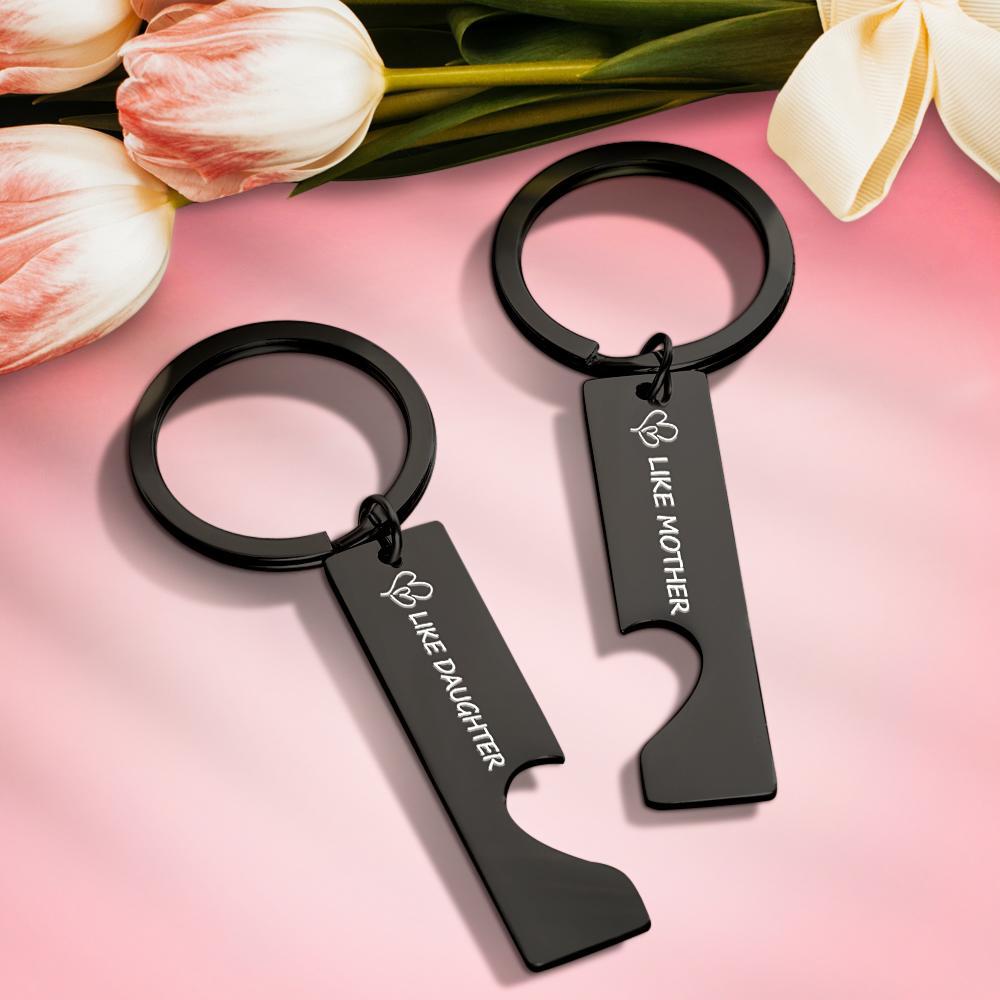 Custom Keychain Engraved Heart Keychain Mother's Day Gift - soufeeluk