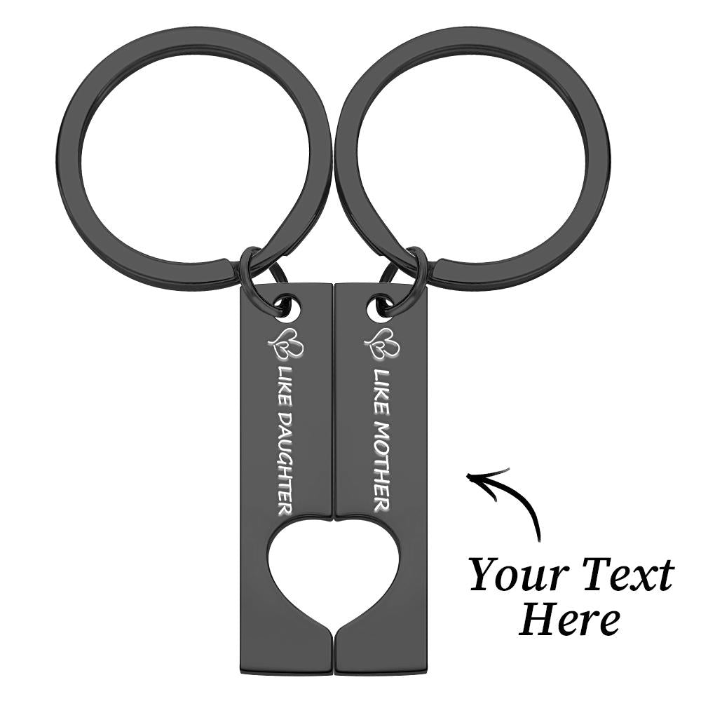 Custom Keychain Engraved Heart Keychain Mother's Day Gift - soufeeluk