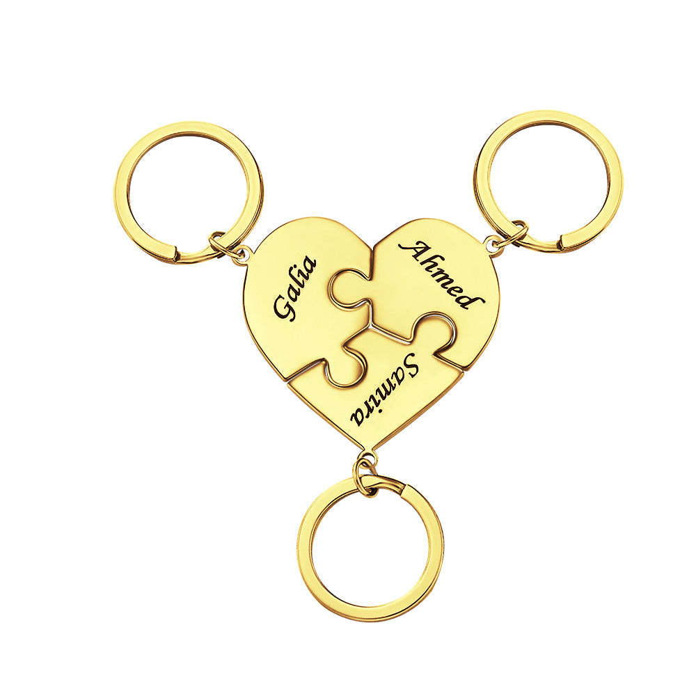 Custom Engraved Keychain Heart-shaped Puzzle Number of Options Creative Gift - soufeeluk