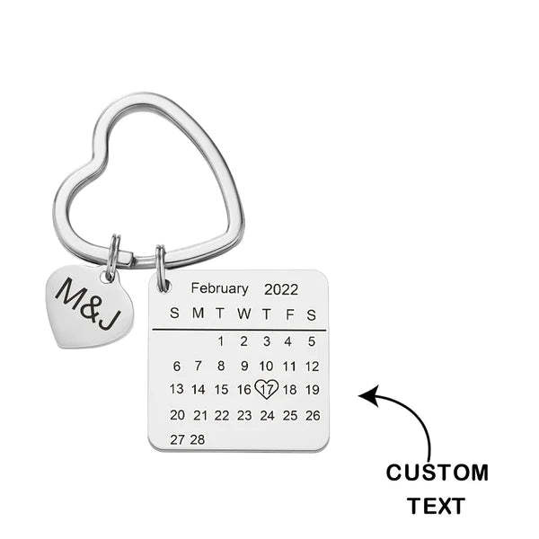 Customized Optional Photo Engraved Calendar Keychain Tag Keychain Perfect Gift For Special Day Best Gifts For Lovers - soufeeluk