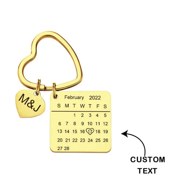 Customized Optional Photo Engraved Calendar Keychain Tag Keychain Perfect Gift For Special Day Best Gifts For Lovers - soufeeluk