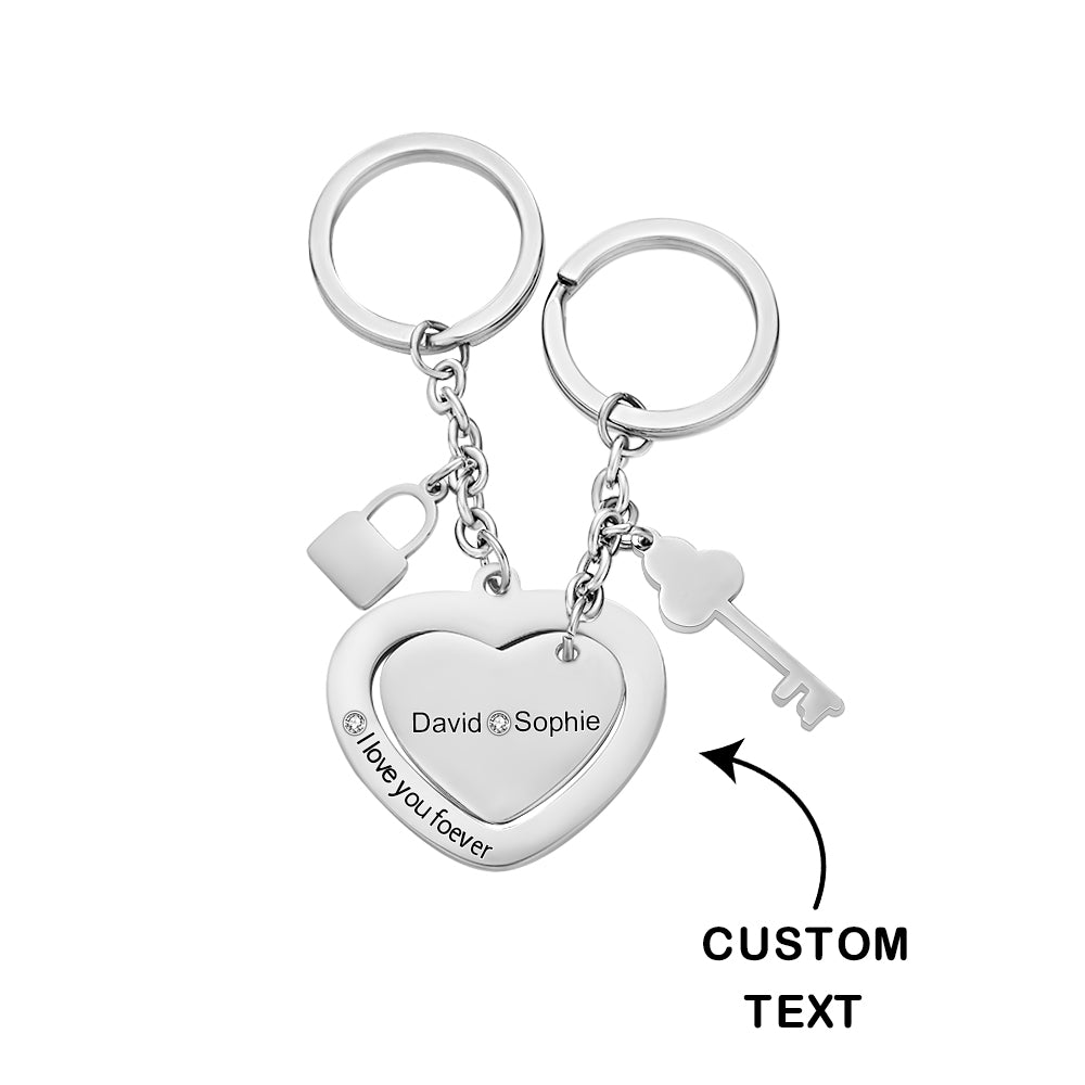 Custom Engraved Keychain Key to My Heart Keychain Gift for Couples - soufeeluk