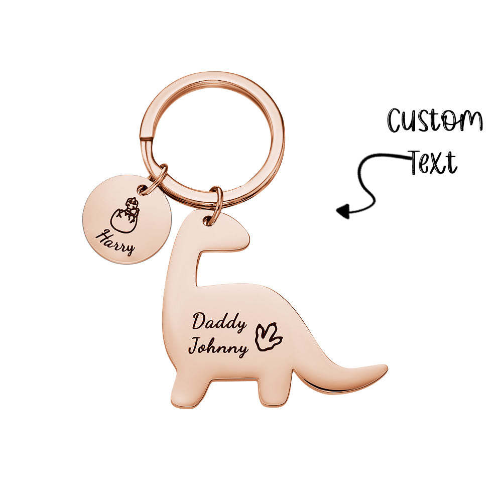 Custom Engraved Dinosaur Keychain Lovely Keyring Gift For Dad - soufeeluk