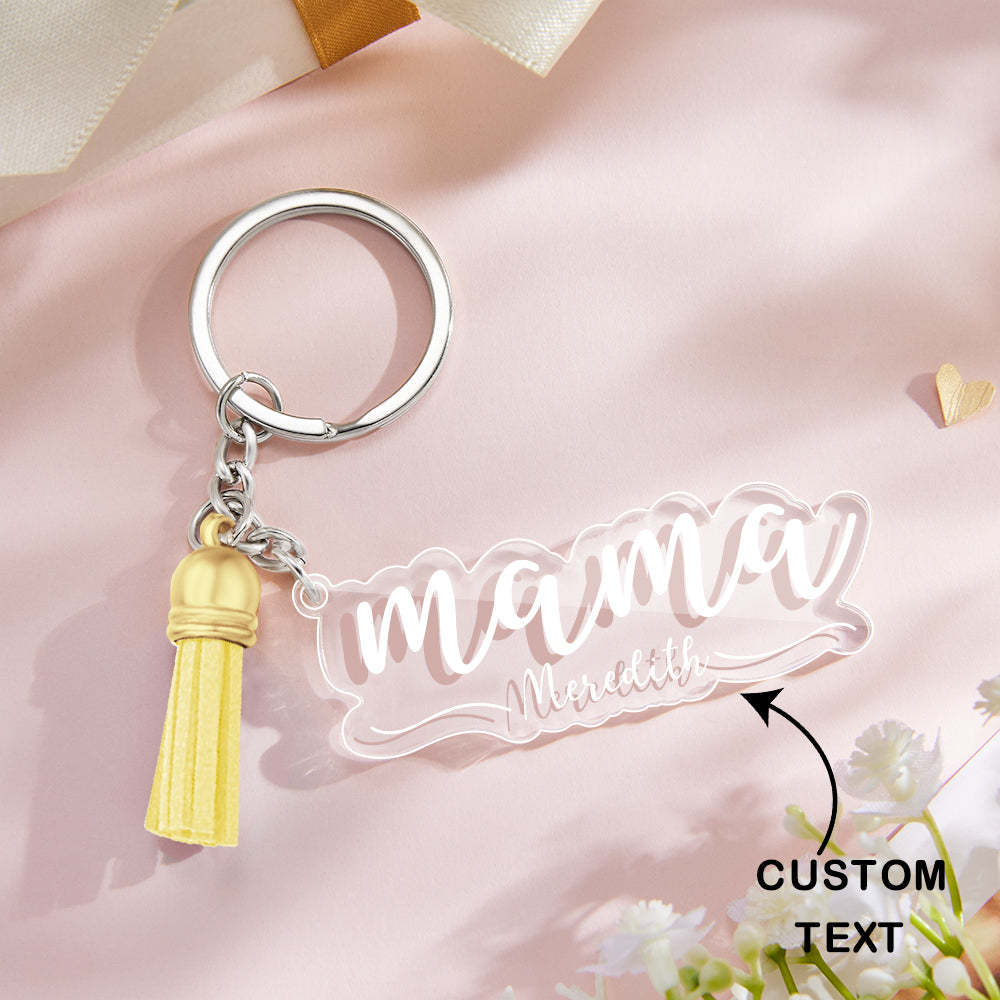 Custom Family Names Clear Acrylic Keychain Personalised Mama Key Ring Mother's Day Gifts - soufeeluk