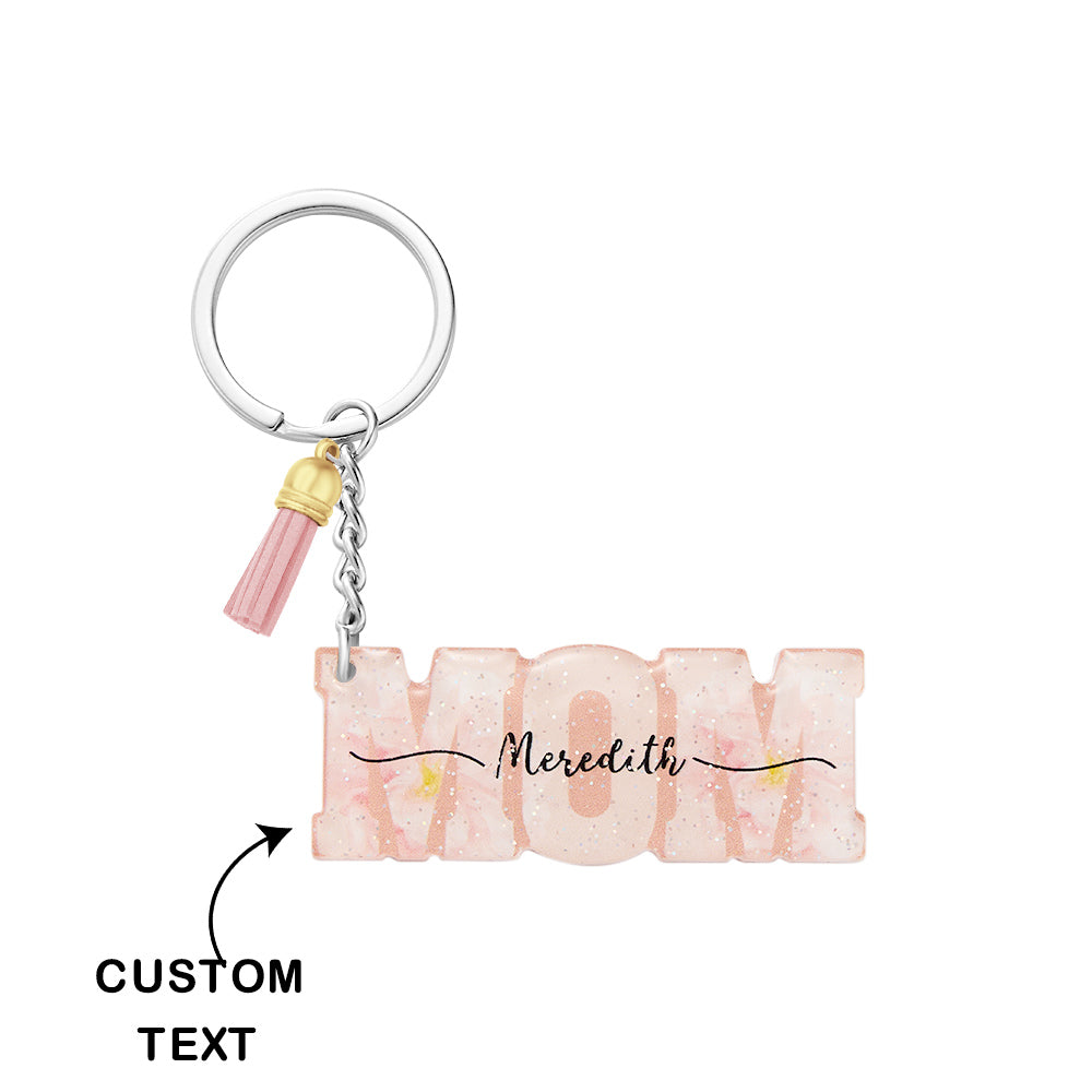 Custom Name Flower Acrylic Keychain Personalised Mama Key Ring Mother's Day Gifts - soufeeluk