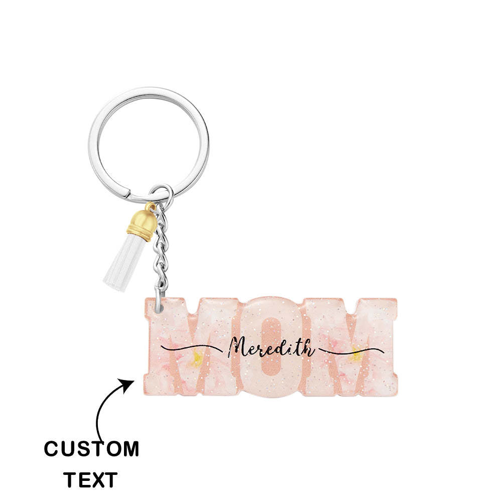 Custom Name Flower Acrylic Keychain Personalised Mama Key Ring Mother's Day Gifts - soufeeluk