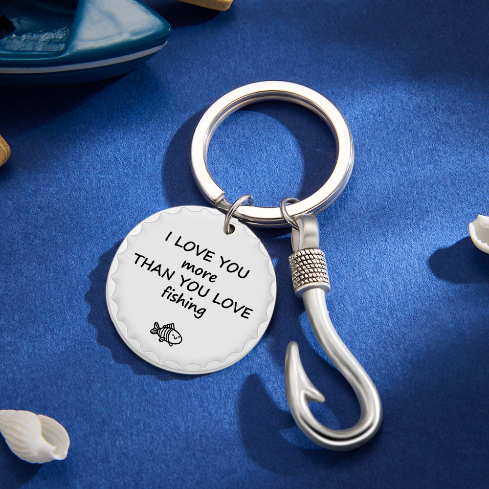 Custom Fishing Hook Keychain Personalised Metal Key Ring Father's Day Gifts - soufeeluk