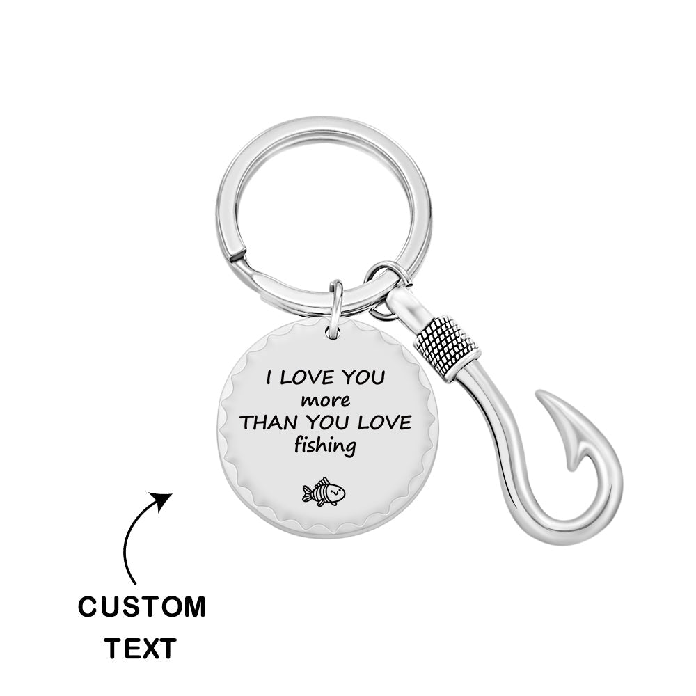 Custom Fishing Hook Keychain Personalised Metal Key Ring Father's Day Gifts - soufeeluk