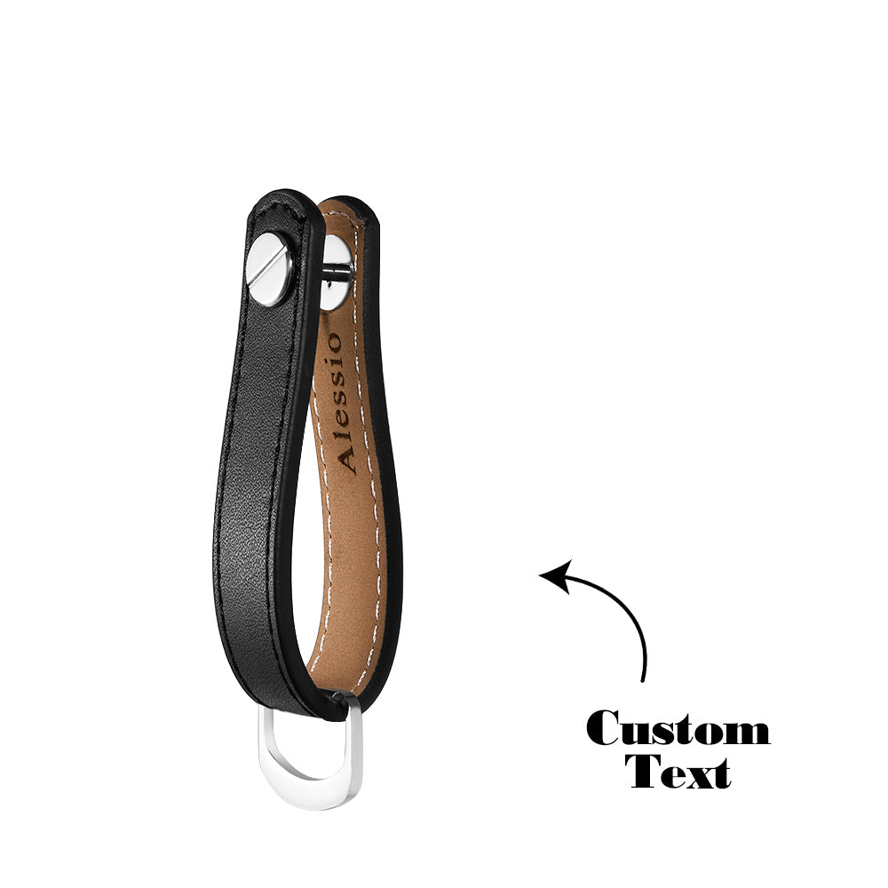 Custom Engraved Keychain Simple Leather Men's Gifts - soufeeluk